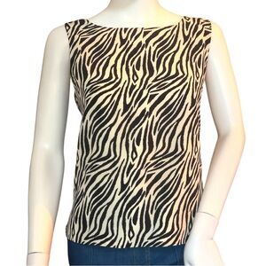 100% silk zebra print sleeveless blouse